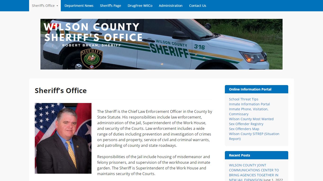 Wilson County Sheriff's Office – Robert Bryan, Sheriff